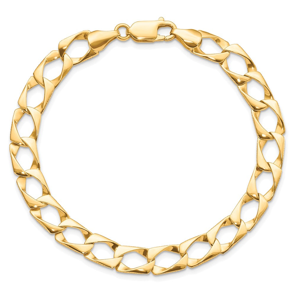 8 Inch 10K 7.4mm Satin & Diamond-Cut Fancy Link Bracelet