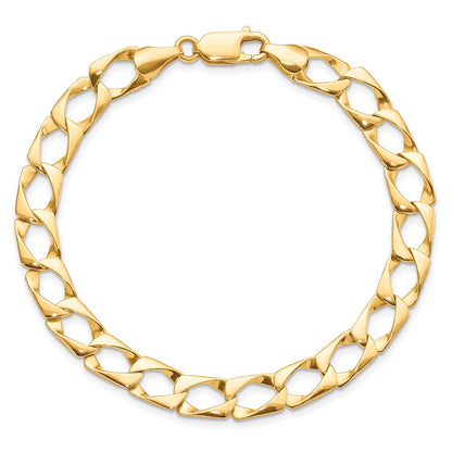 8 Inch 10K 7.4mm Satin & Diamond-Cut Fancy Link Bracelet