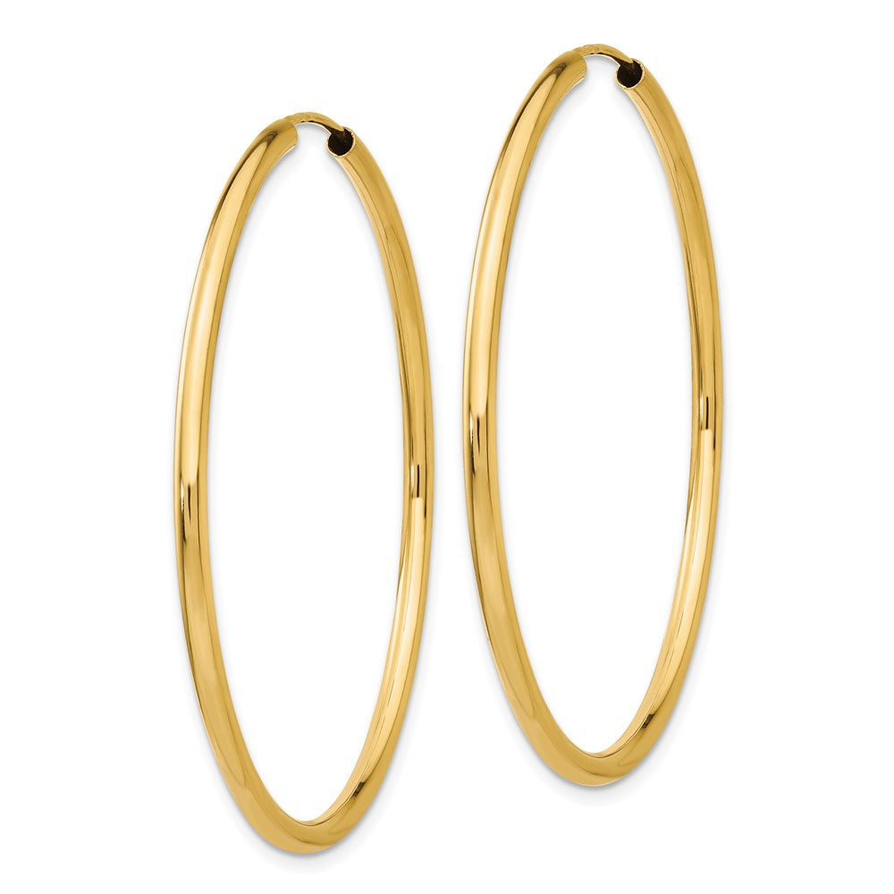 10K Yellow Gold Polished Round Endless 2mm Hoop Earrings