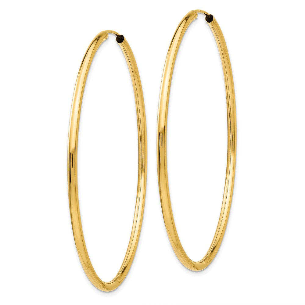 10K Yellow Gold Polished Round Endless 2mm Hoop Earrings