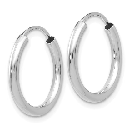 10K White Gold Polished Endless 2mm Hoop Earrings