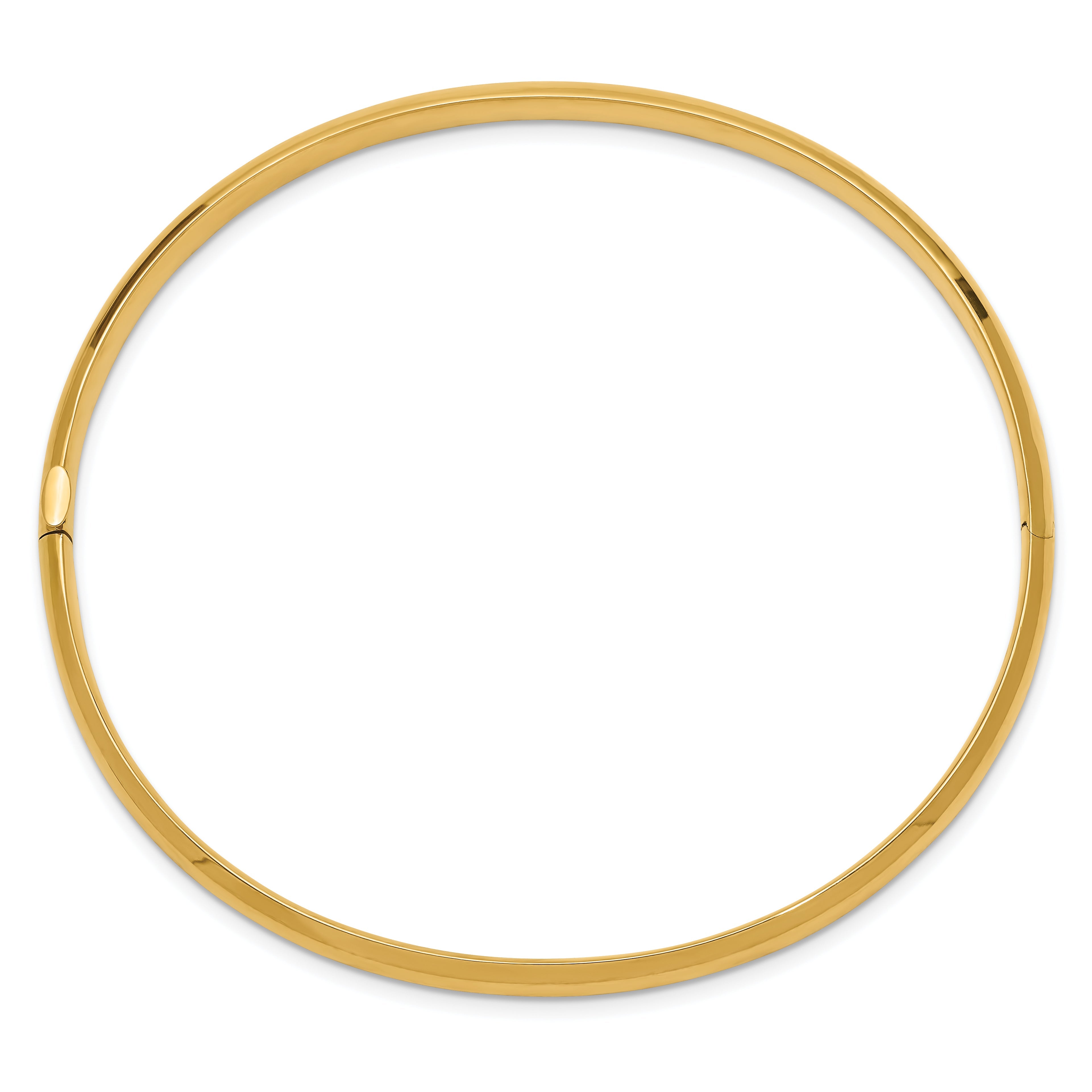 10K Yellow Gold 3/16 High Polished Hinged Bangle Bracelet