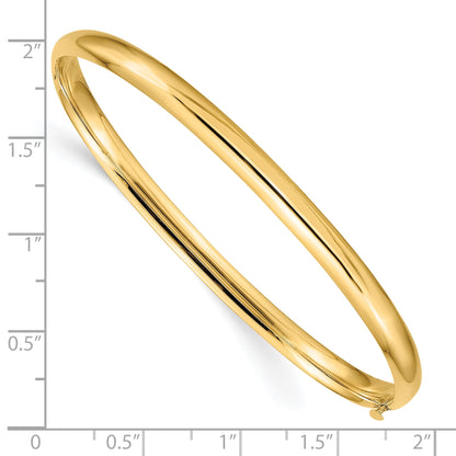 10K Yellow Gold 3/16 High Polished Hinged Bangle Bracelet