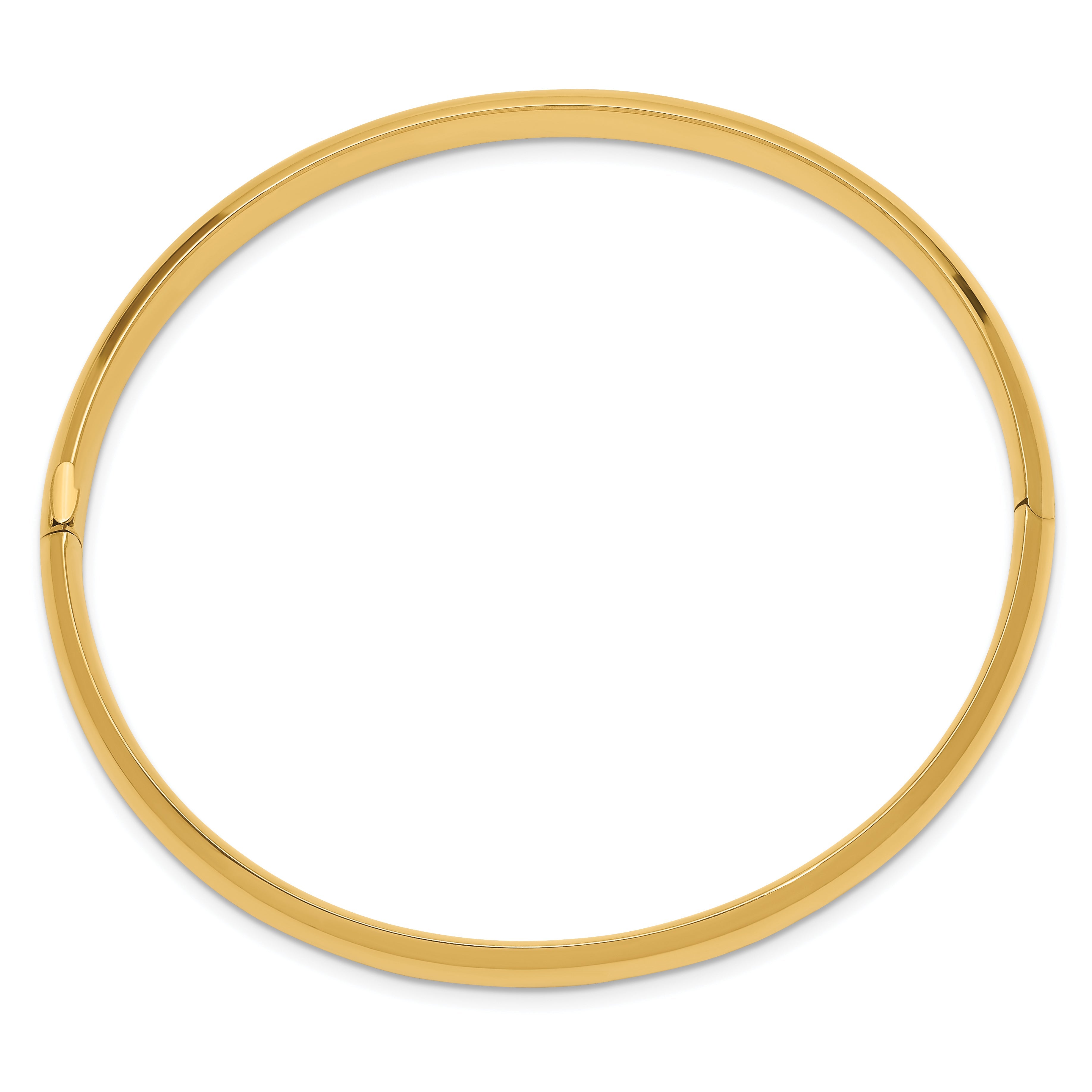 10K Yellow Gold 4/16 High Polished Hinged Bangle Bracelet