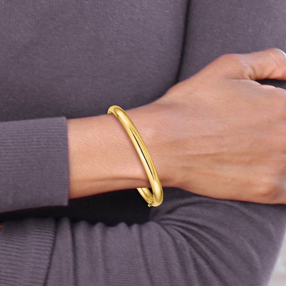 10K Yellow Gold 4/16 High Polished Hinged Bangle Bracelet