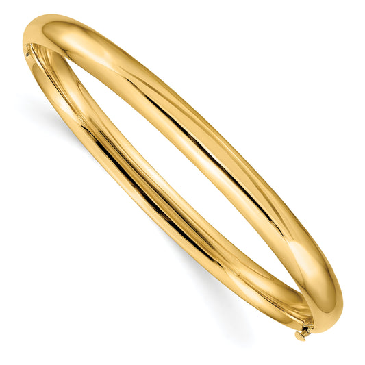 10K Yellow Gold 4/16 High Polished Hinged Bangle Bracelet