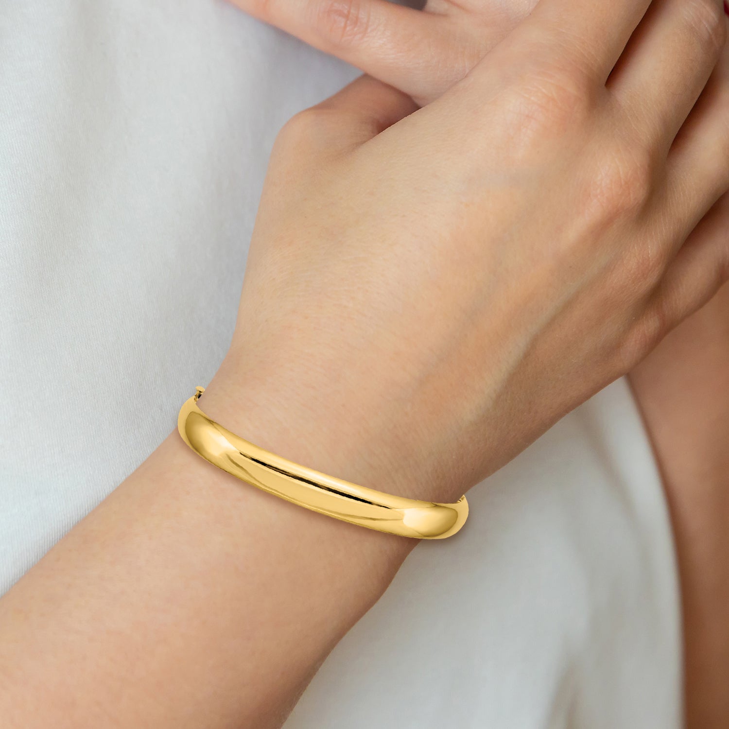 10K Yellow Gold 5/16 Oversize High Polished Hinged Bangle Bracelet