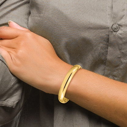 10K Yellow Gold 7/16 High Polished Hinged Bangle Bracelet