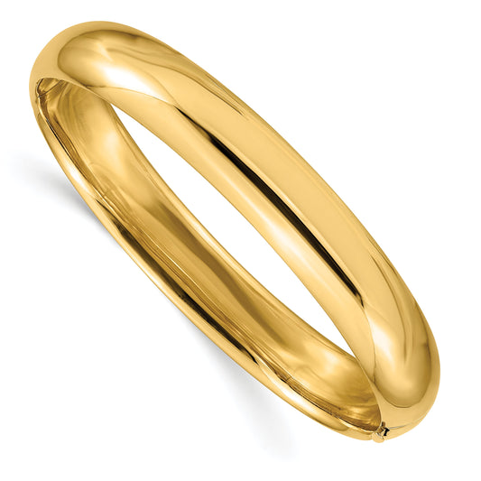 10K Yellow Gold 7/16 High Polished Hinged Bangle Bracelet