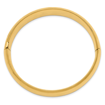 10K Yellow Gold 9/16 High Polished Hinged Bangle Bracelet