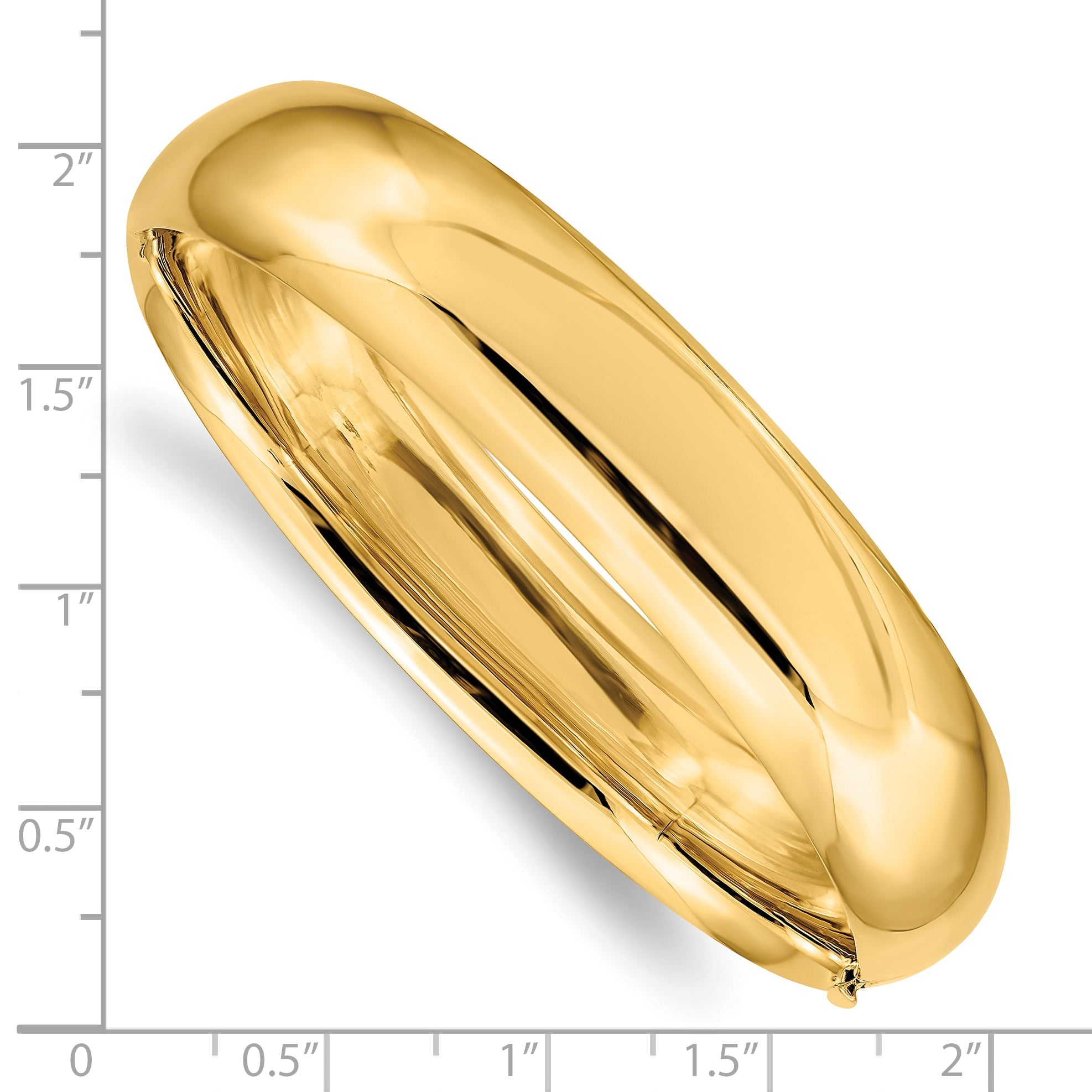 10K Yellow Gold 9/16 High Polished Hinged Bangle Bracelet