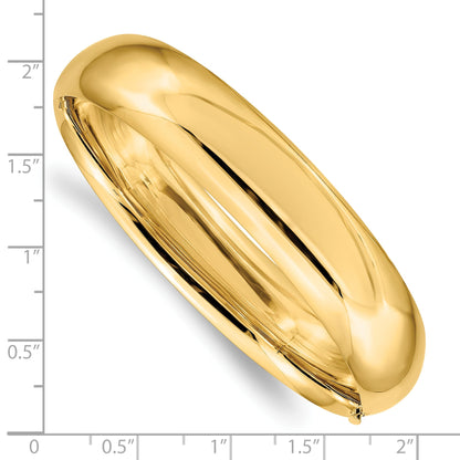 10K Yellow Gold 9/16 High Polished Hinged Bangle Bracelet