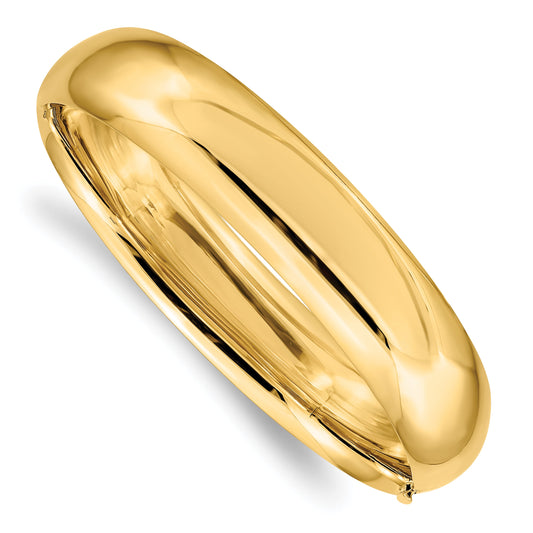10K Yellow Gold 9/16 High Polished Hinged Bangle Bracelet