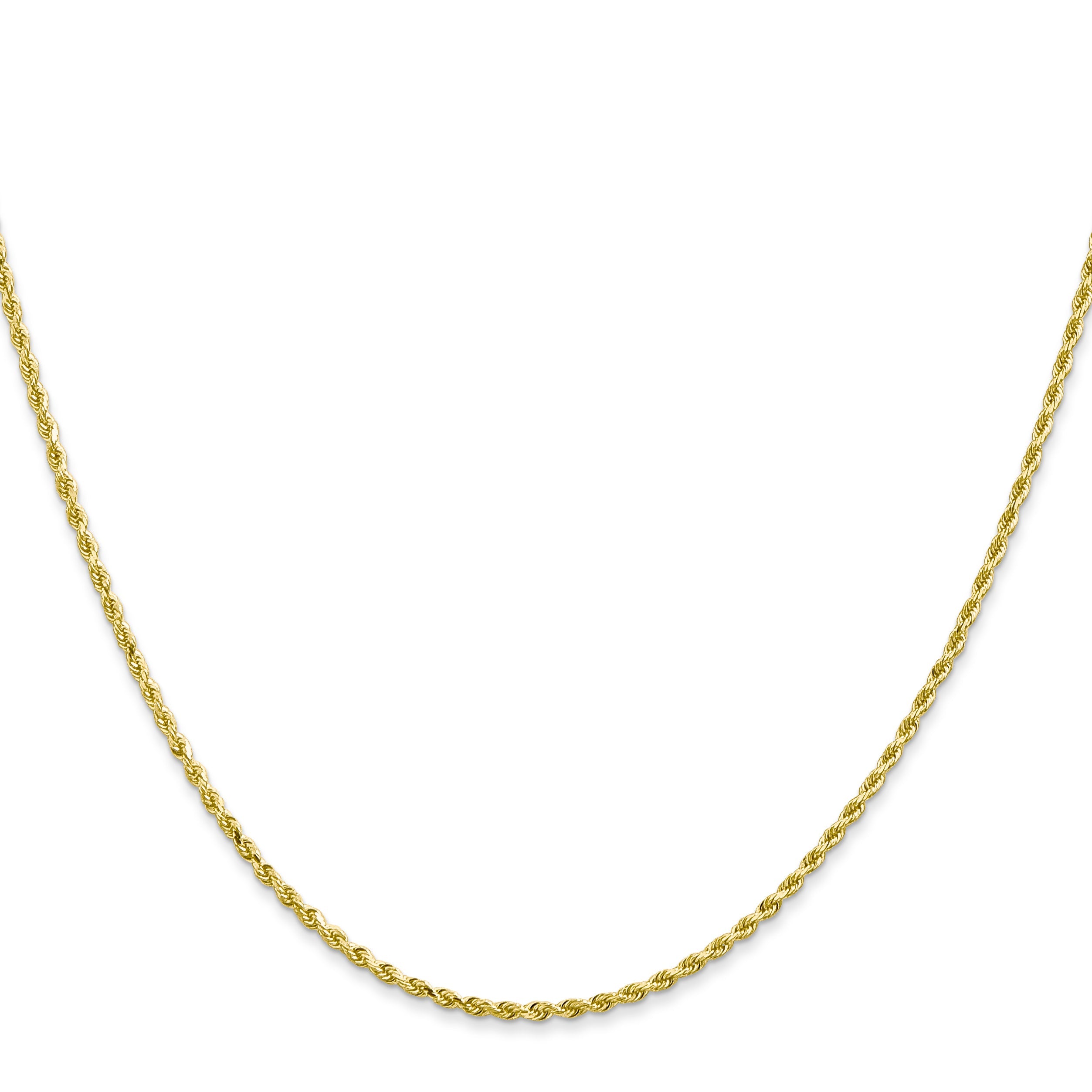 18 Inch 10K 1.5mm Diamond-Cut Rope Chain Necklace