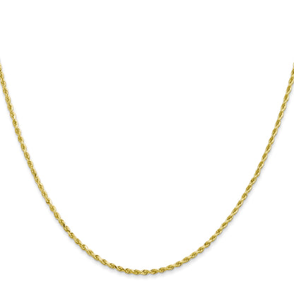 22 Inch 10K 1.5mm Diamond-Cut Rope Chain Necklace