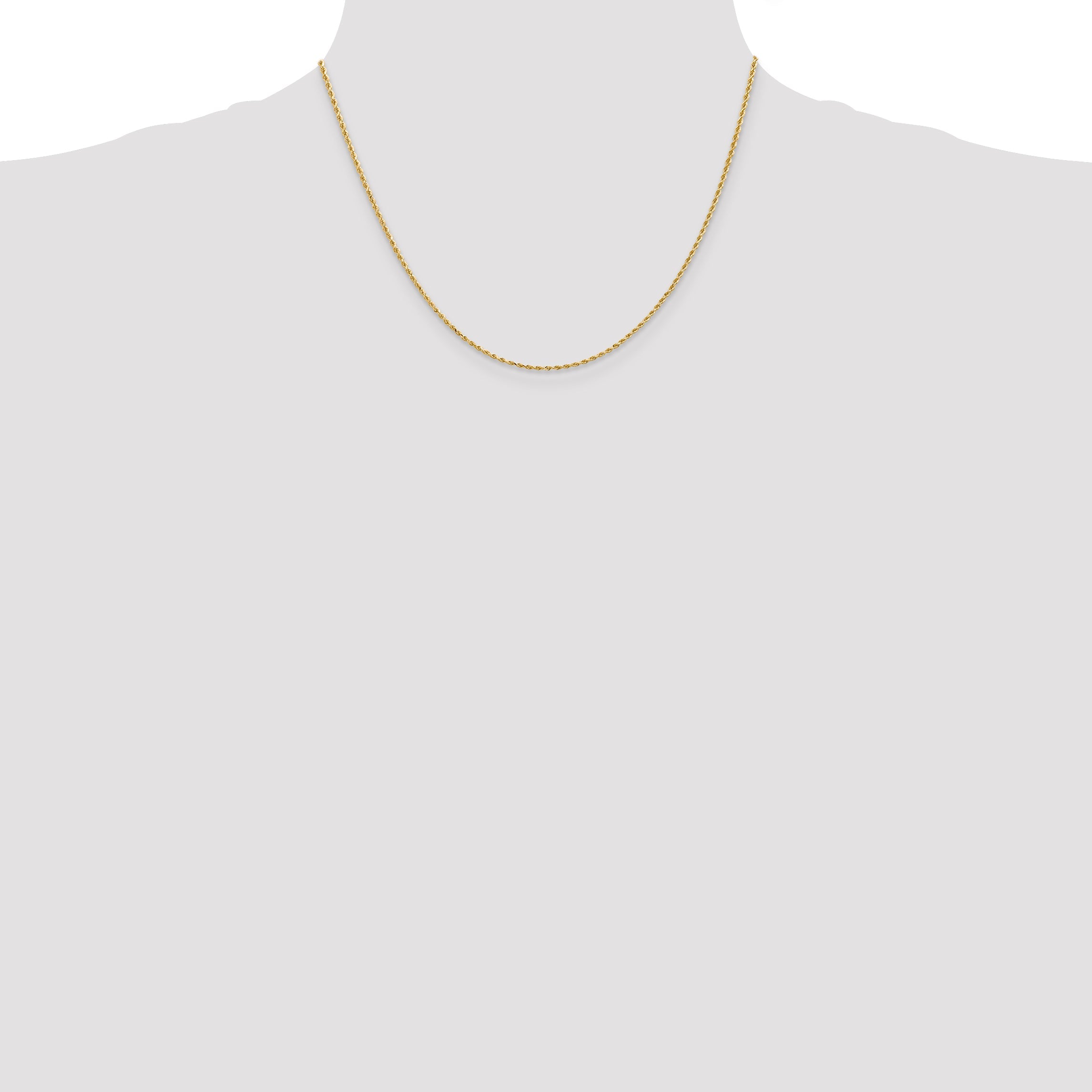 18 Inch 10K 1.5mm Diamond-Cut Rope Chain Necklace