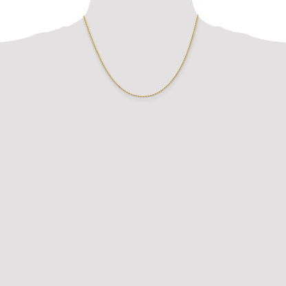 18 Inch 10K 1.5mm Diamond-Cut Rope Chain Necklace