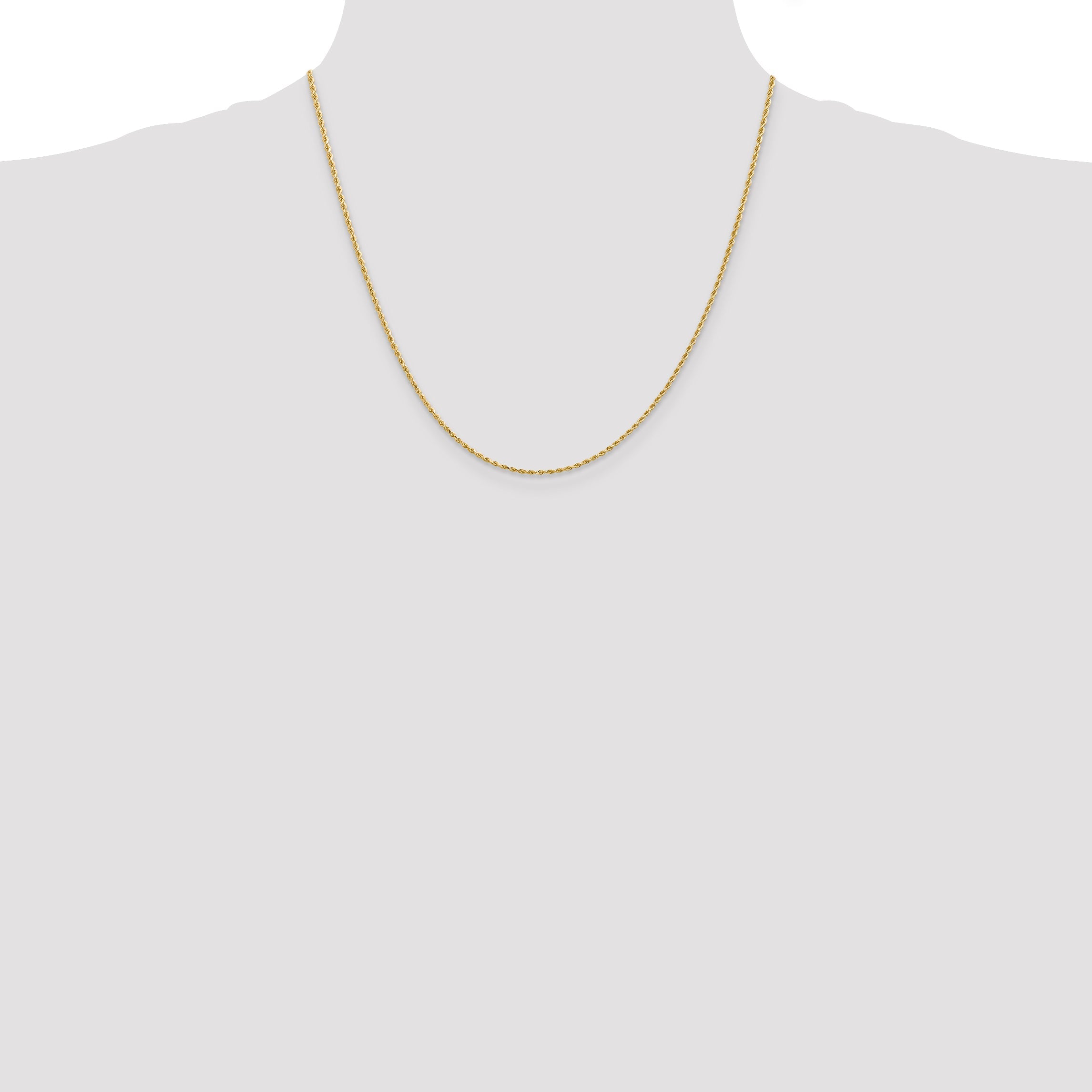 20 Inch 10K 1.5mm Diamond-Cut Rope Chain Necklace