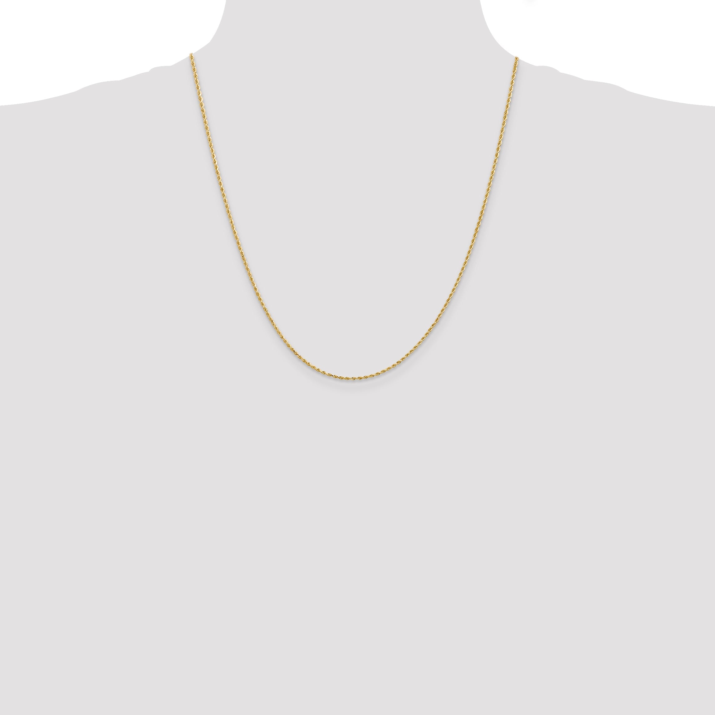 22 Inch 10K 1.5mm Diamond-Cut Rope Chain Necklace