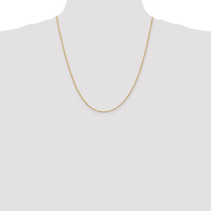 22 Inch 10K 1.5mm Diamond-Cut Rope Chain Necklace