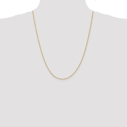 24 Inch 10K 1.5mm Diamond-Cut Rope Chain Necklace