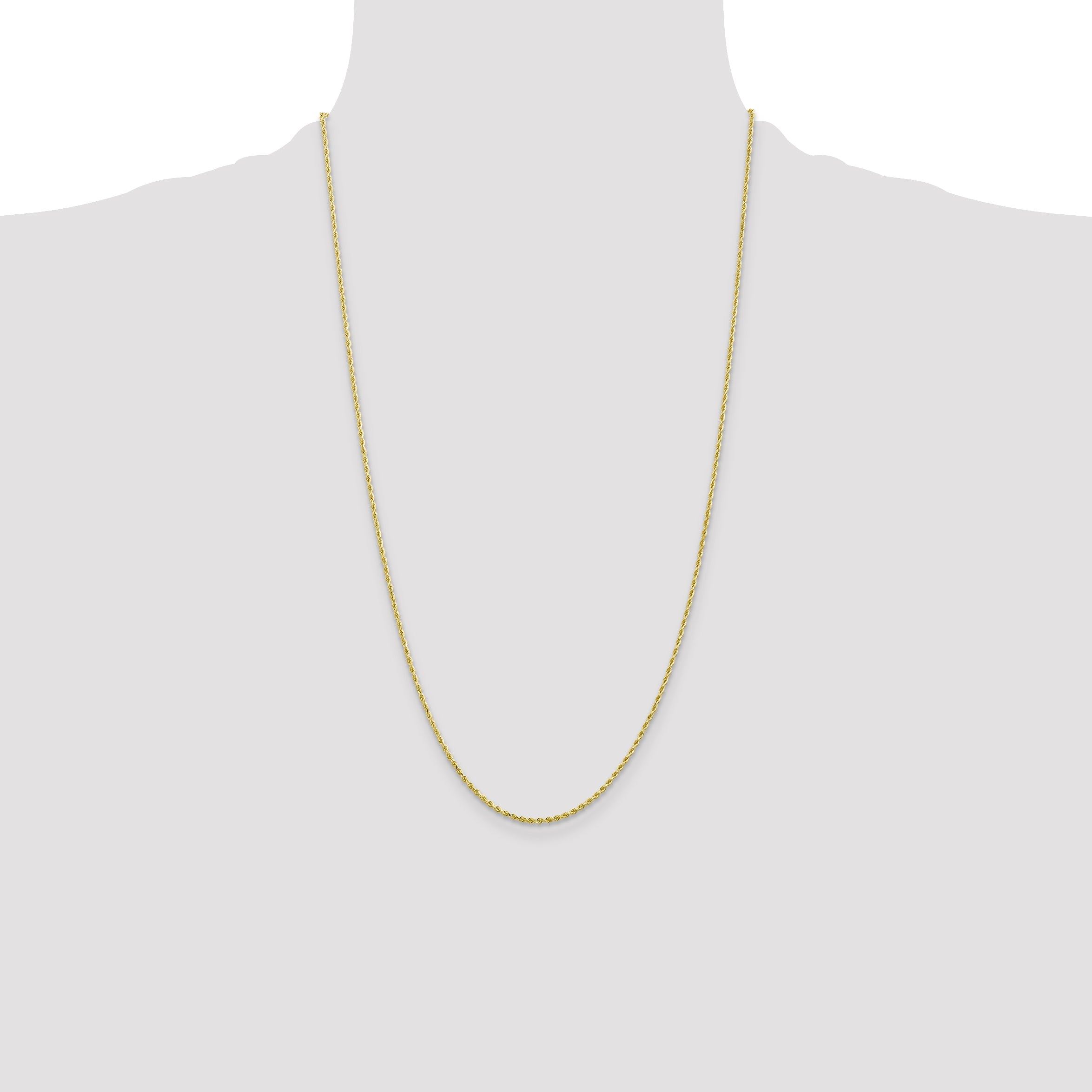 26 Inch 10K 1.5mm Diamond-Cut Rope Chain Necklace