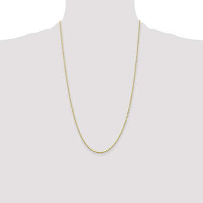 26 Inch 10K 1.5mm Diamond-Cut Rope Chain Necklace