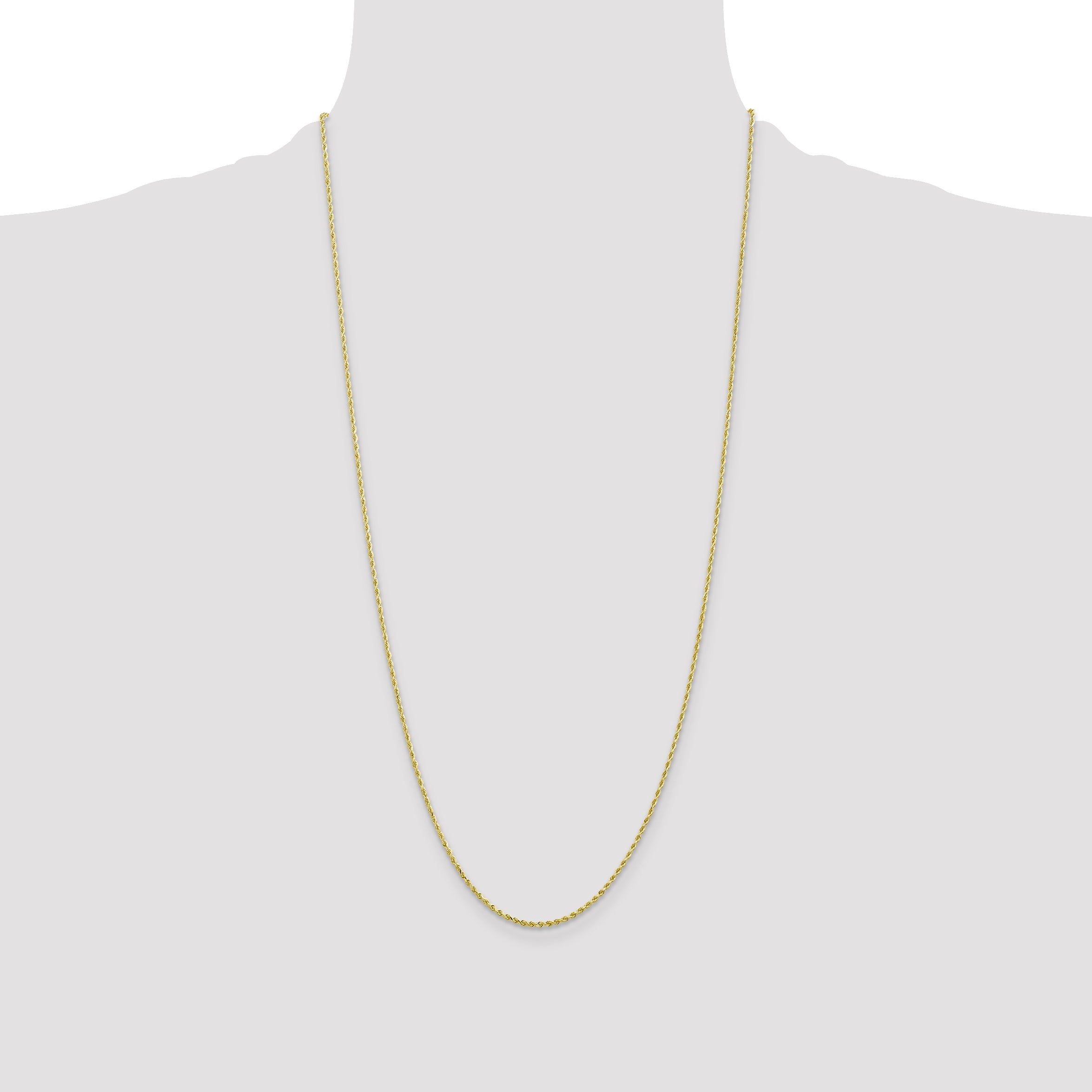 28 Inch 10K 1.5mm Diamond-Cut Rope Chain Necklace