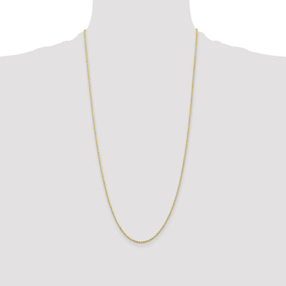 28 Inch 10K 1.5mm Diamond-Cut Rope Chain Necklace