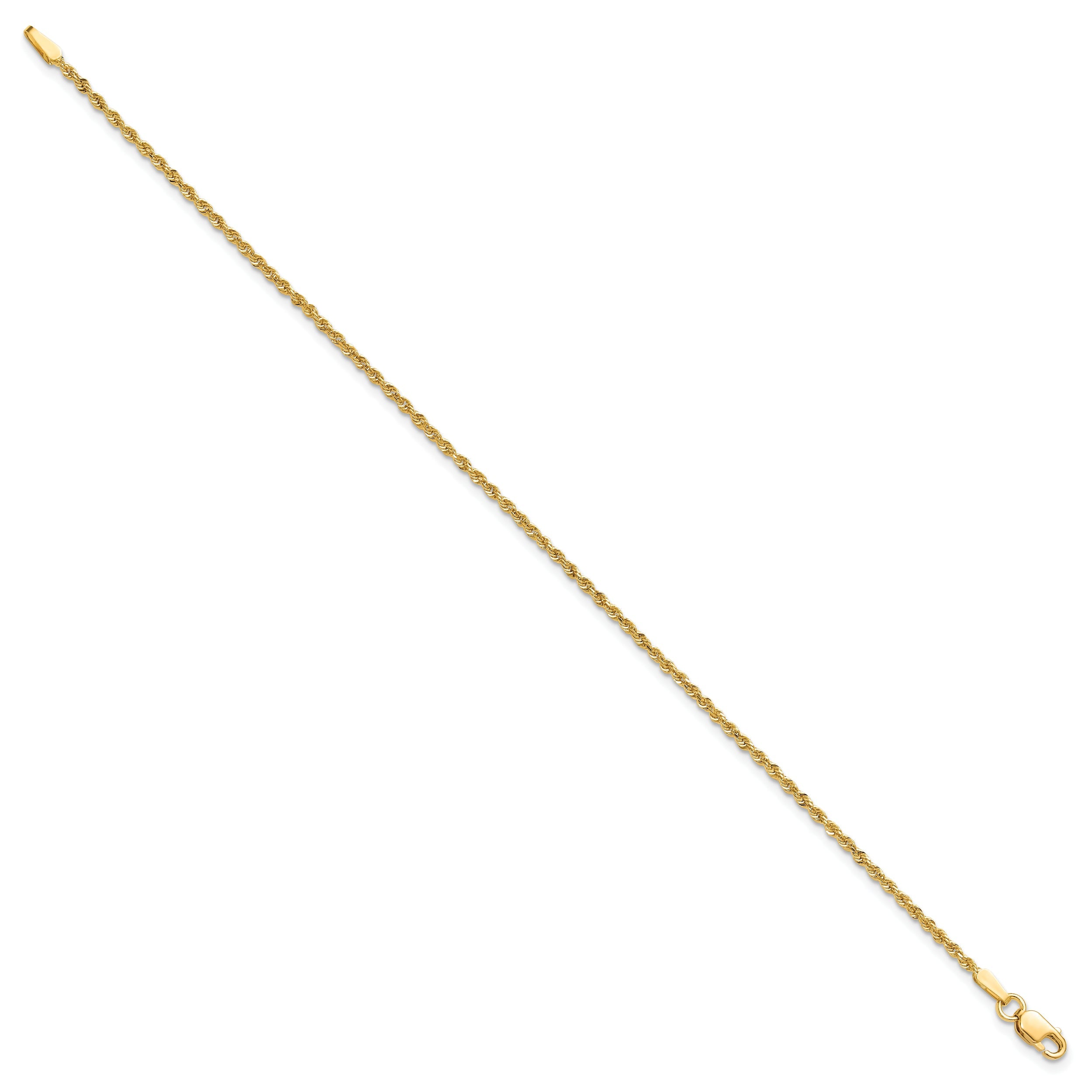 9 Inch 10K 1.5mm Diamond-Cut Rope Chain Anklet