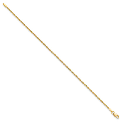 9 Inch 10K 1.5mm Diamond-Cut Rope Chain Anklet
