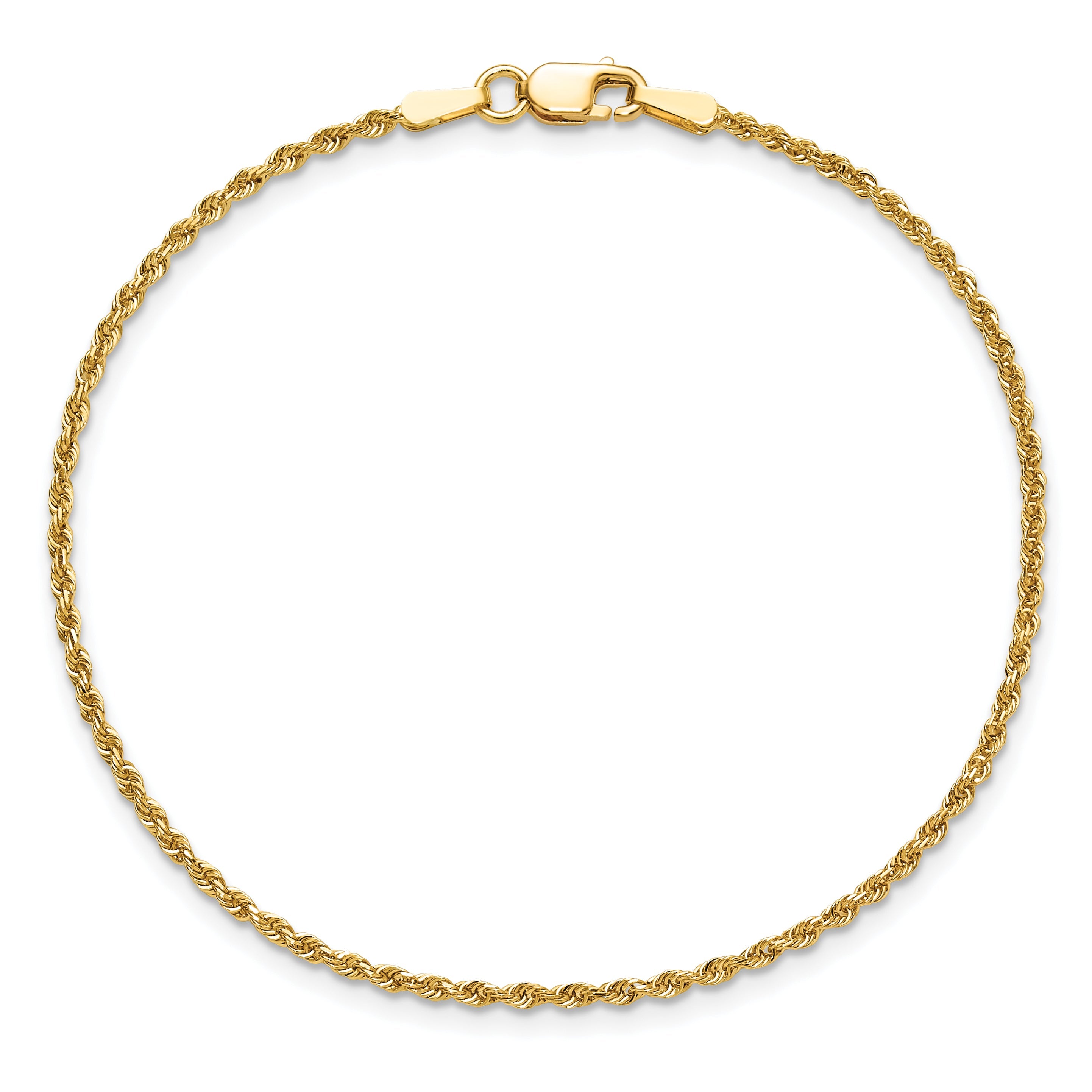 9 Inch 10K 1.5mm Diamond-Cut Rope Chain Anklet