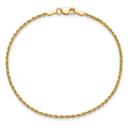 9 Inch 10K 1.5mm Diamond-Cut Rope Chain Anklet