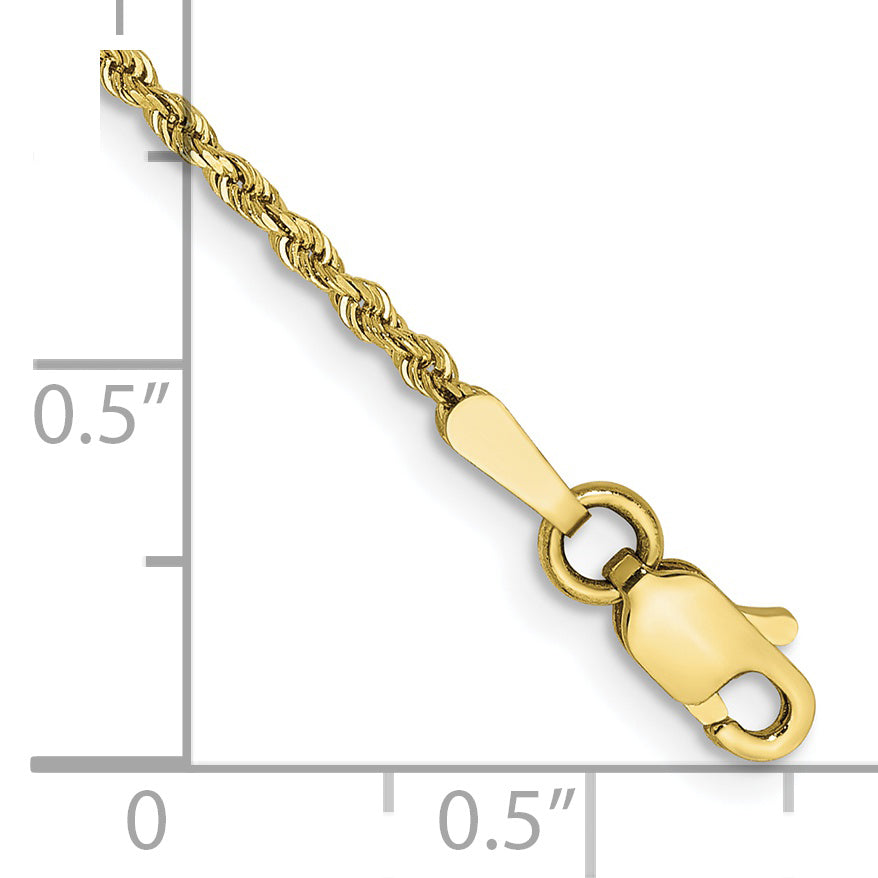 8 Inch 10k Yellow Gold 1.5mm Diamond-cut Rope Chain Bracelet