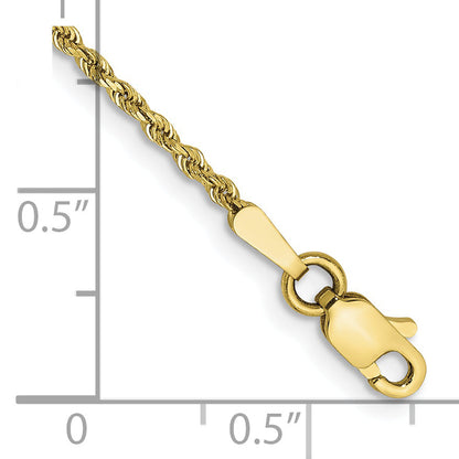 8 Inch 10k Yellow Gold 1.5mm Diamond-cut Rope Chain Bracelet