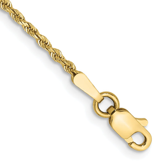 8 Inch 10k Yellow Gold 1.5mm Diamond-cut Rope Chain Bracelet