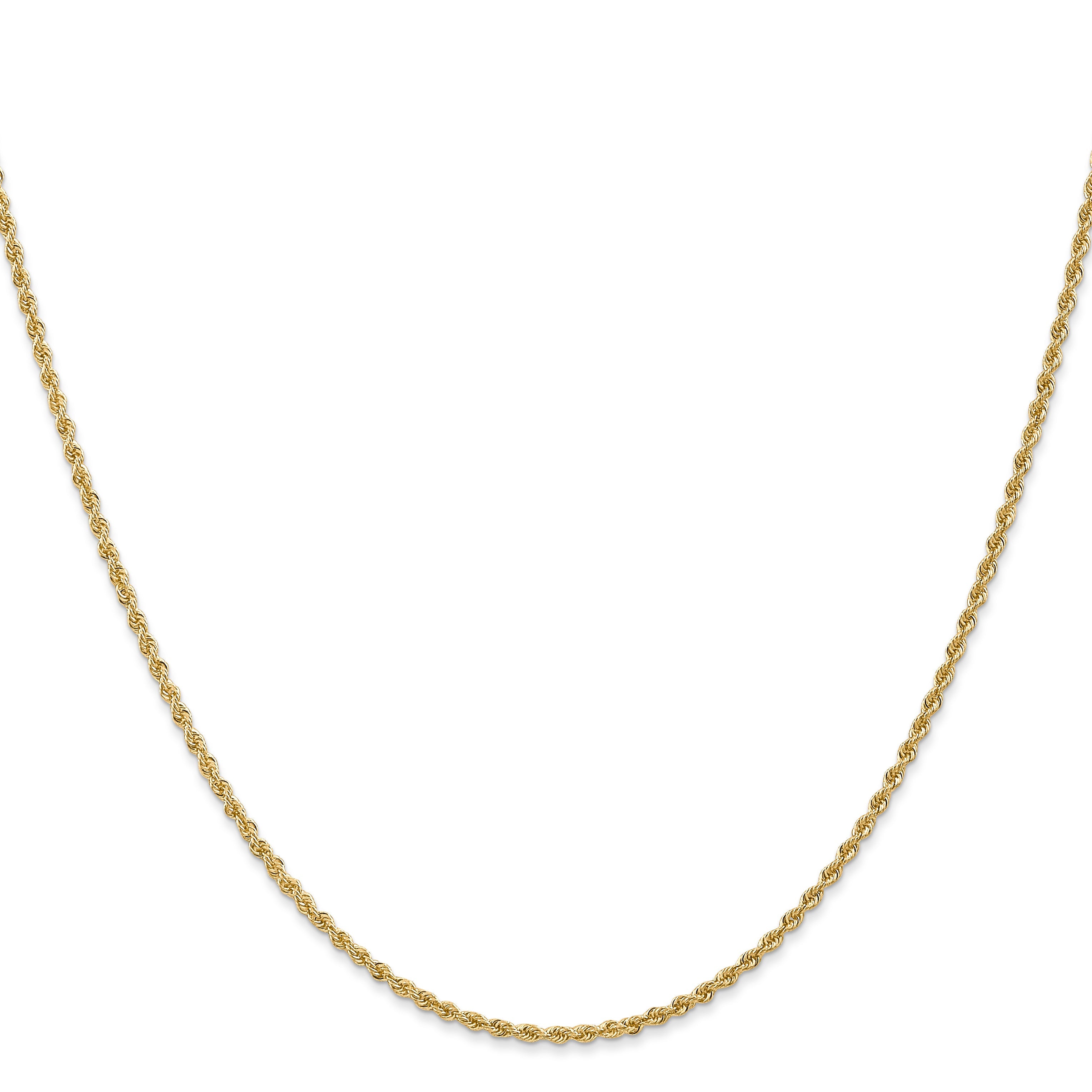 18 Inch 10K Yellow Gold 1.50mm Regular Rope Chain Necklace