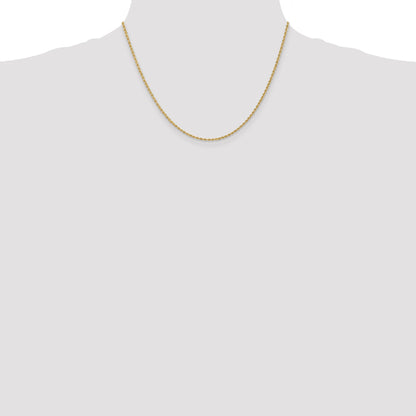 18 Inch 10K Yellow Gold 1.50mm Regular Rope Chain Necklace