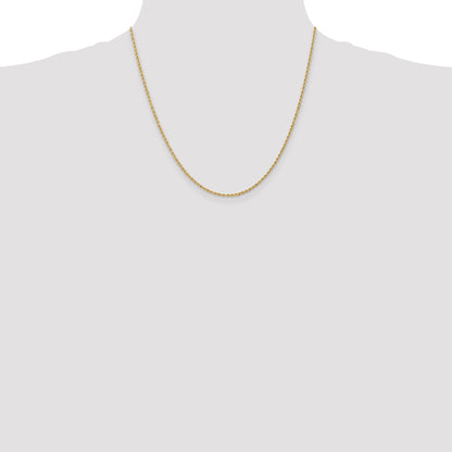 2 Inch 10K Yellow Gold 1.50mm Regular Rope Chain Necklace