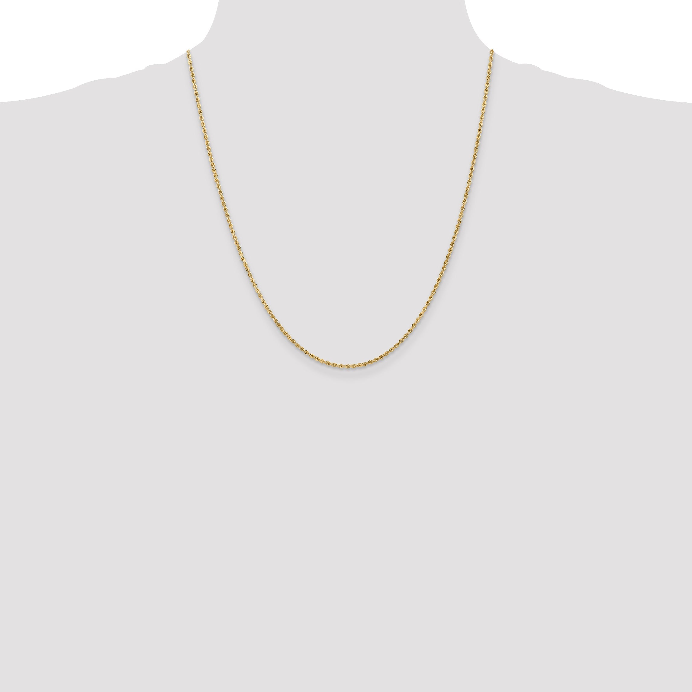 22 Inch 10K Yellow Gold 1.50mm Regular Rope Chain Necklace