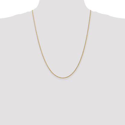 24 Inch 10K Yellow Gold 1.50mm Regular Rope Chain Necklace