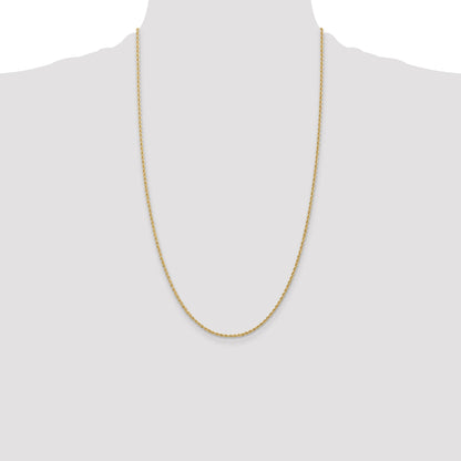 26 Inch 10K Yellow Gold 1.50mm Regular Rope Chain Necklace
