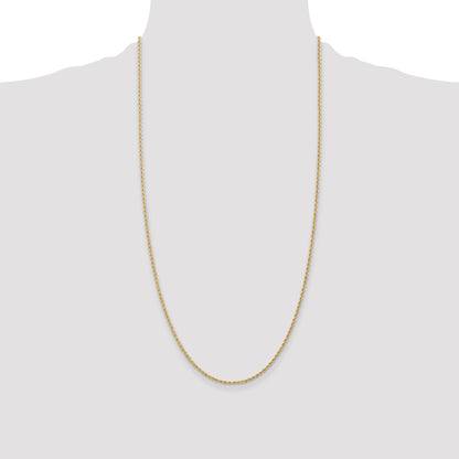 28 Inch 10K Yellow Gold 1.50mm Regular Rope Chain Necklace