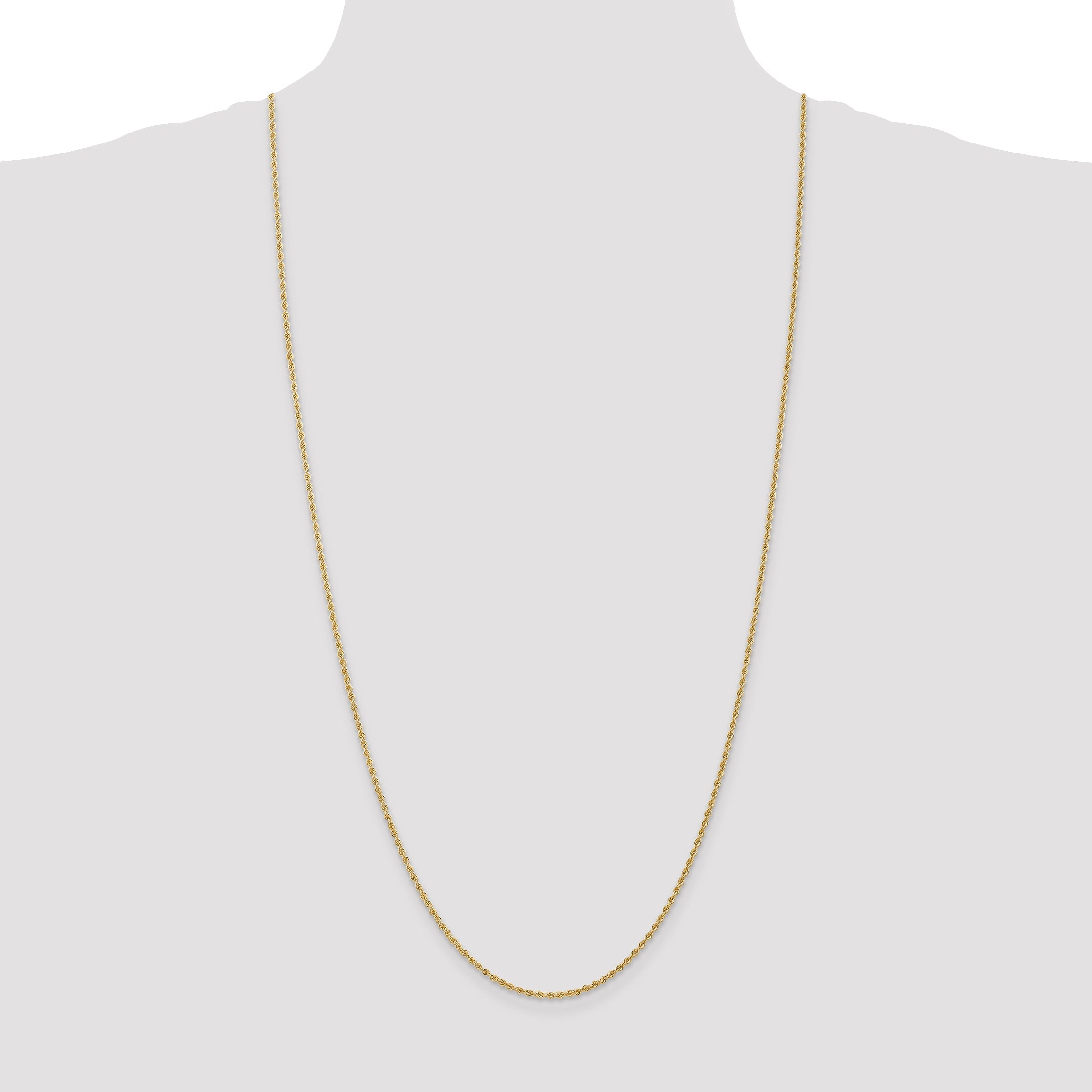 3 Inch 10K Yellow Gold 1.50mm Regular Rope Chain Necklace