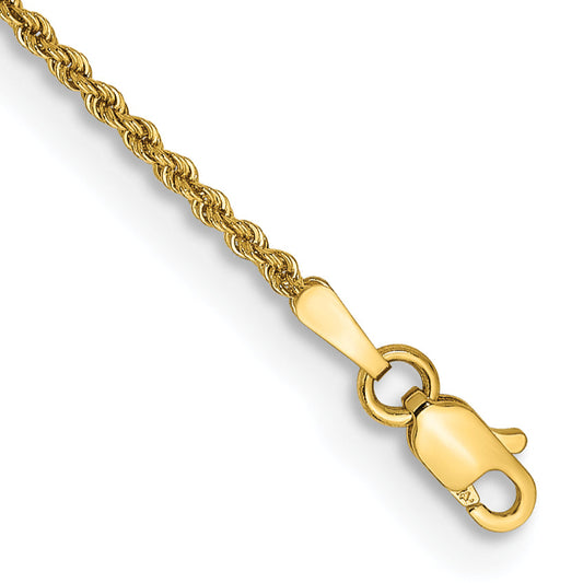 7 Inch 10K Yellow Gold 1.50mm Regular Rope Chain Bracelet