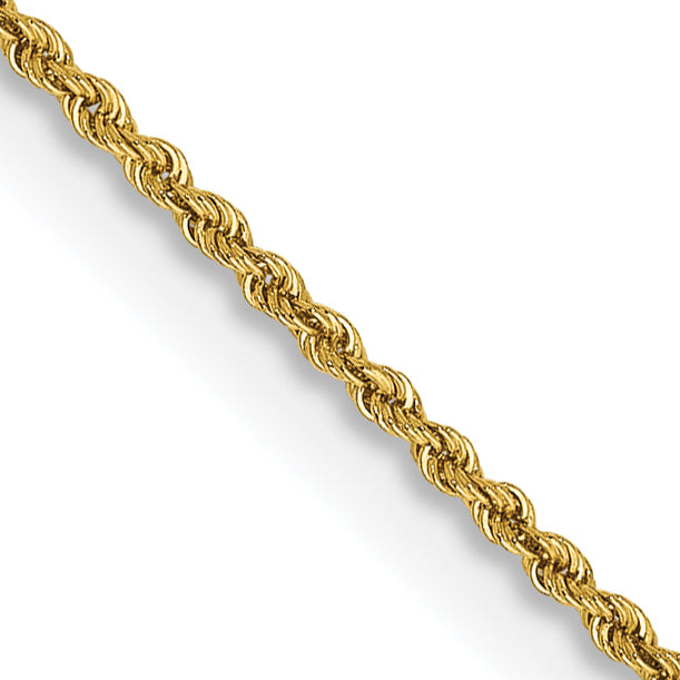 2 Inch 10K Yellow Gold 1.50mm Regular Rope Chain Necklace