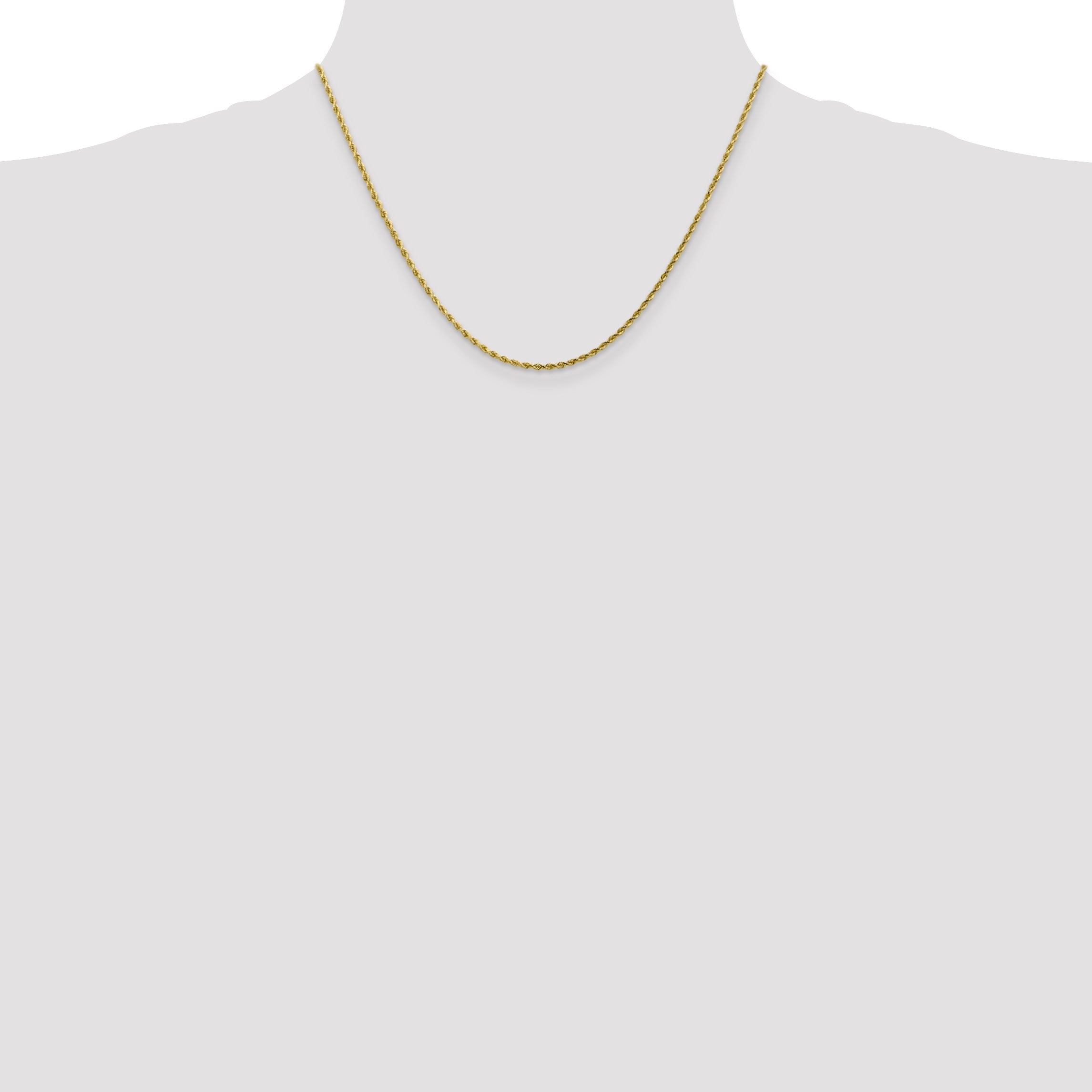 18 Inch 10K 1.75mm Diamond-Cut Rope Chain Necklace