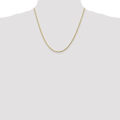 20 Inch 10K 1.75mm Diamond-Cut Rope Chain Necklace