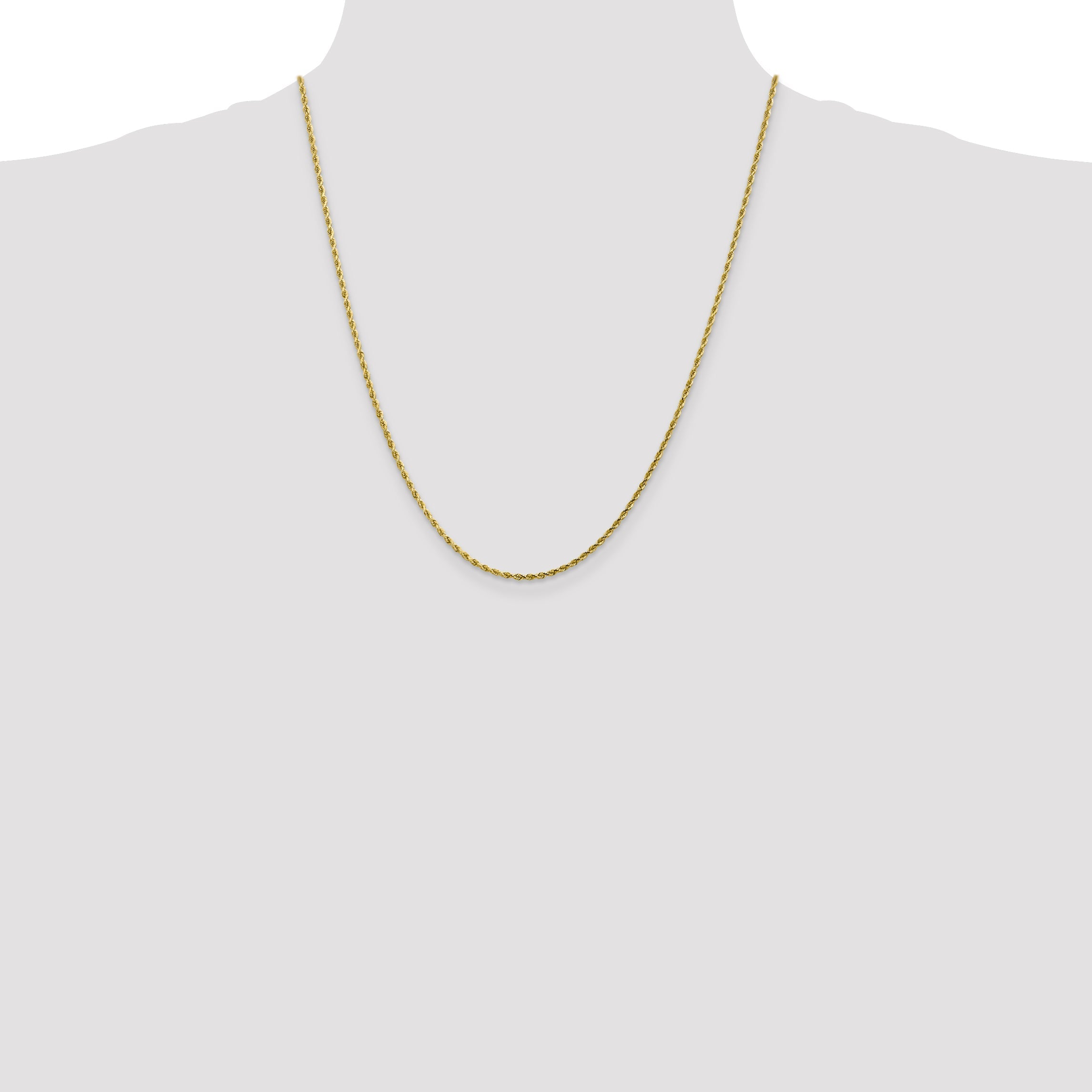 22 Inch 10K 1.75M Diamond-Cut Rope Chain Necklace
