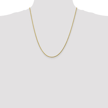 22 Inch 10K 1.75M Diamond-Cut Rope Chain Necklace